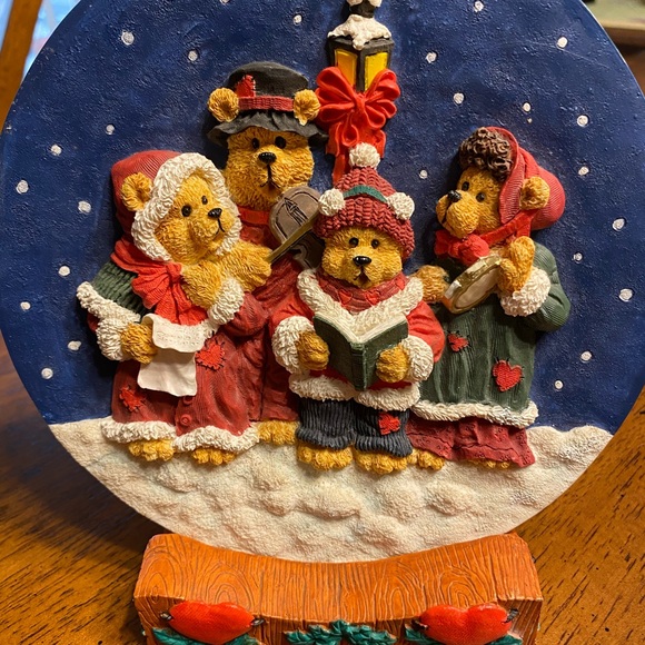 Heart patch place  Christmas bears 3-D plate & stand - Picture 13 of 14